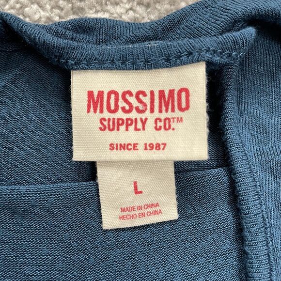 Mossimo Blouse Women Large Blue Long Sleeve Crew Neck Back Hole Stretch Soft Top - Picture 4 of 8